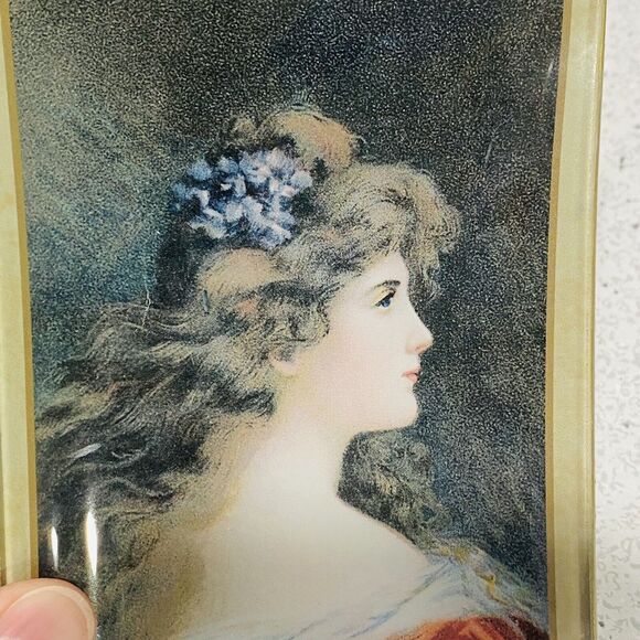 Asti Glass Pin Vanity Ring Dish Small Tray Edwardian Victorian Woman Portrait - Picture 4 of 6